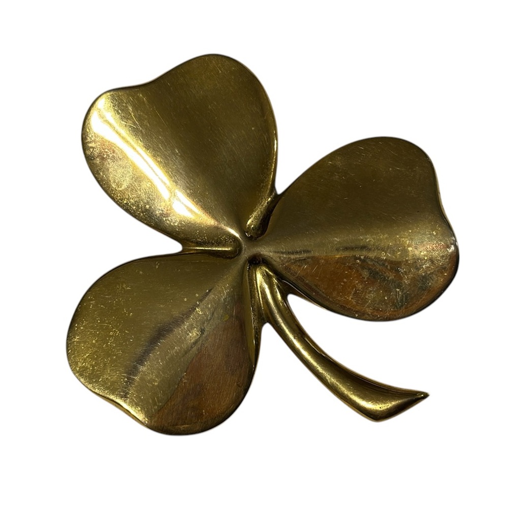 Vintage Gerity 24 Karat Gold Electroplate 3 Leaf Clover Trinket Decor 1980's